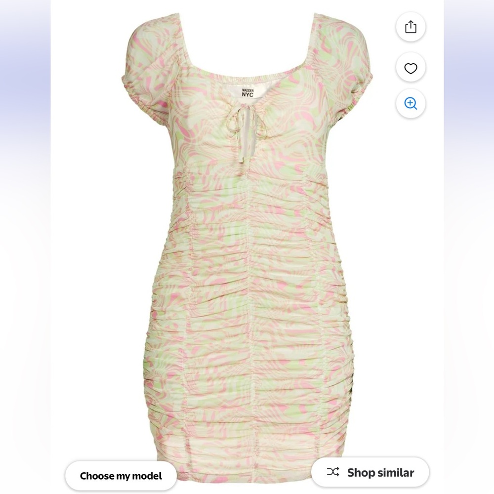 Madden NYC Pink and Green Patterned Mini Dress